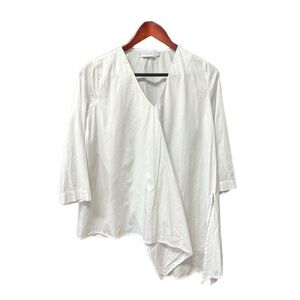 Anthropologie Cream Asymmetrical Blouse